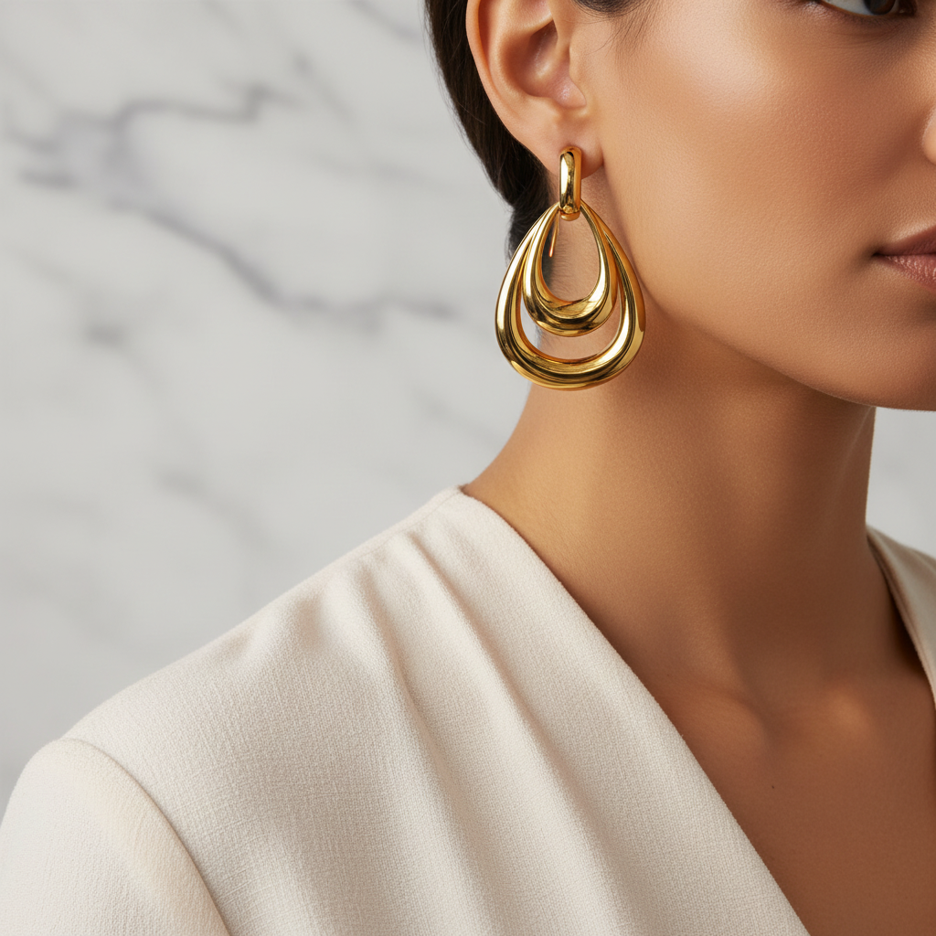 Dubbele Druppel Oorbellen - Goud lifestyle