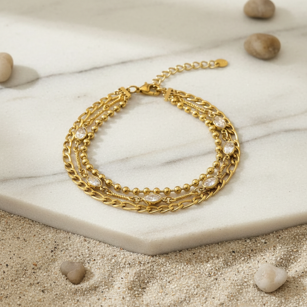 Multi-Chain Armband met Zirkonia