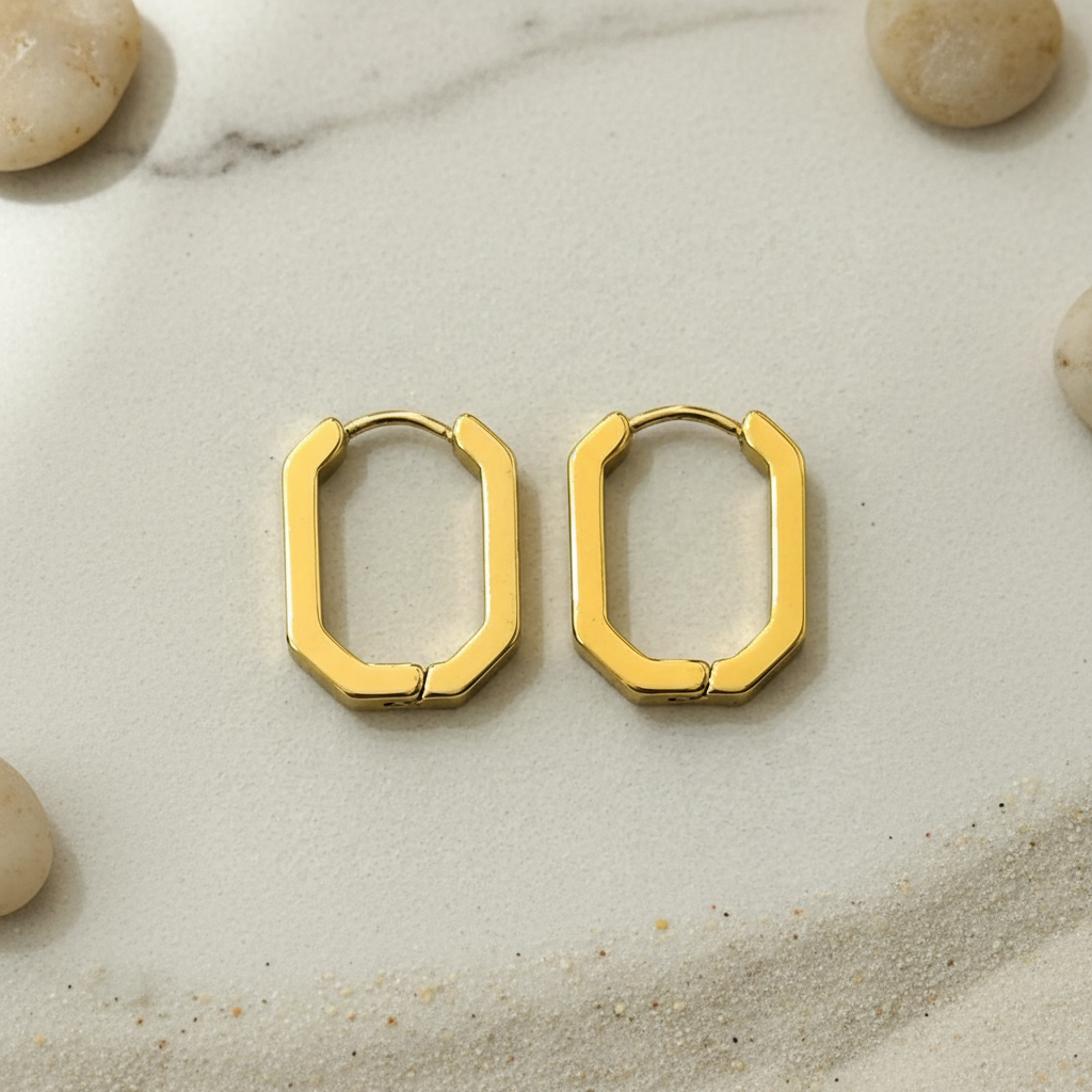 Octagon Oorbellen - plat liggend