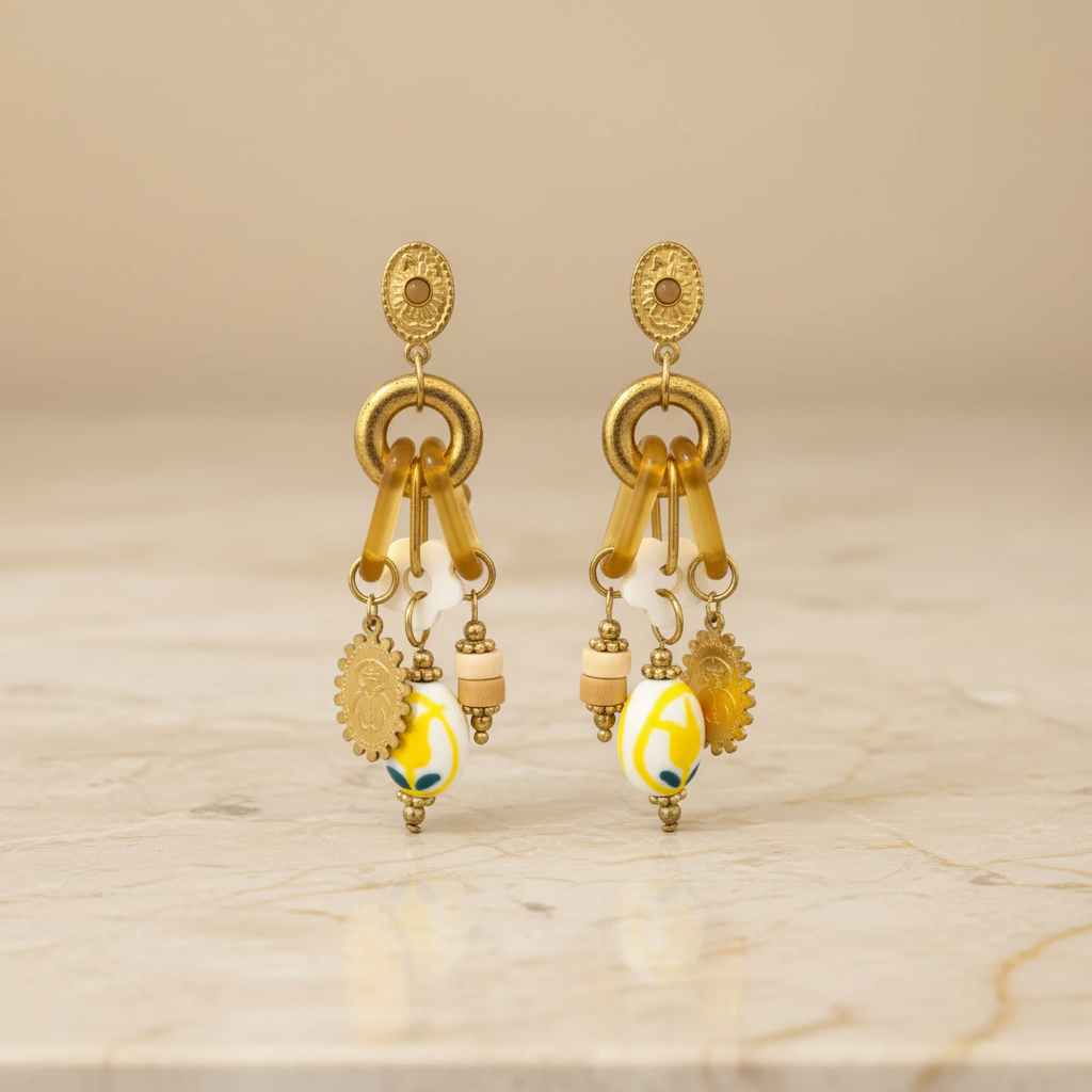 Tarika Bohem Dangle Oorbellen - PURE Jewelry stijl