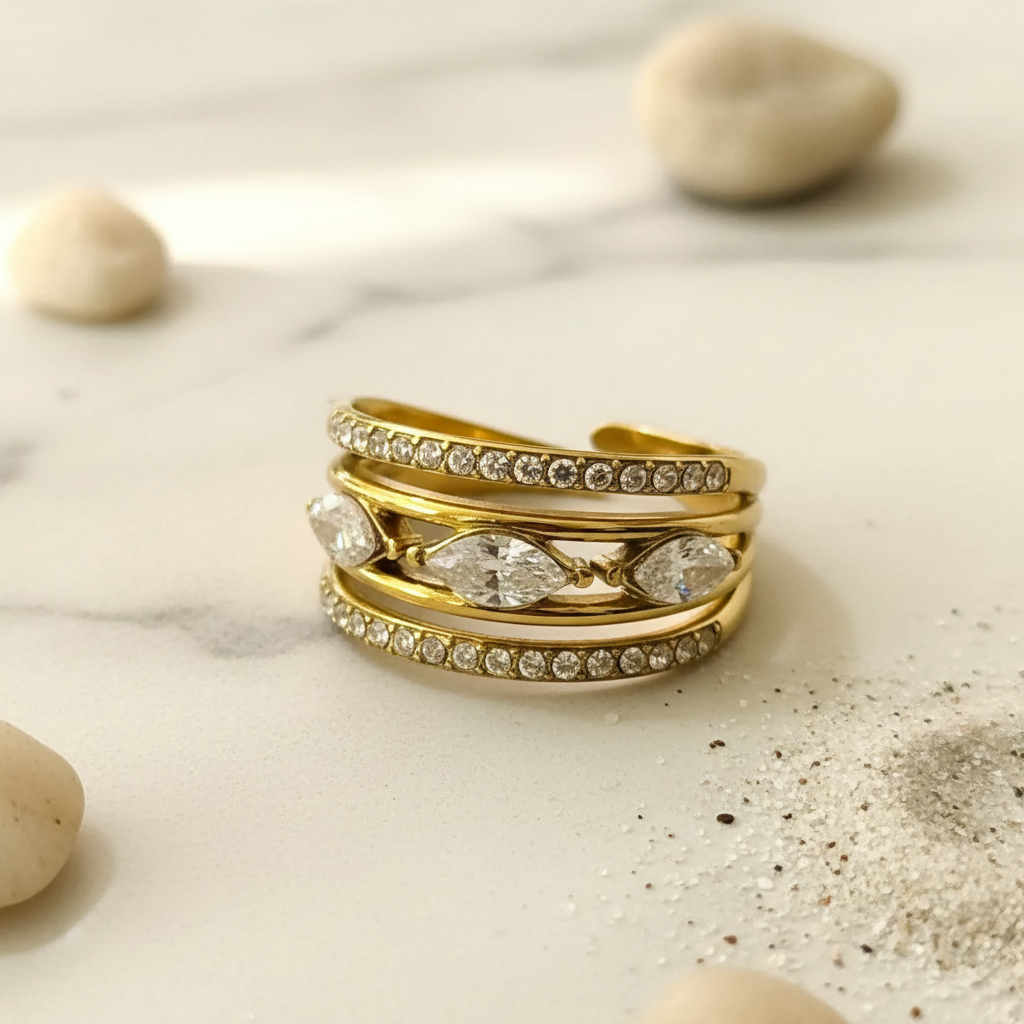 Verstelbare Statement Ring met Zirkonia